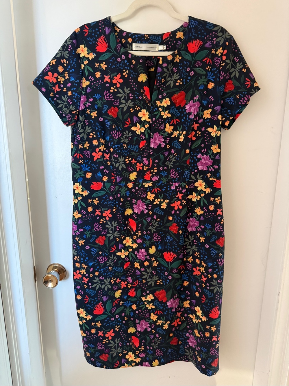 InWear Copenhagen Black Multicolor Floral Sheath Dress Workwear US 16